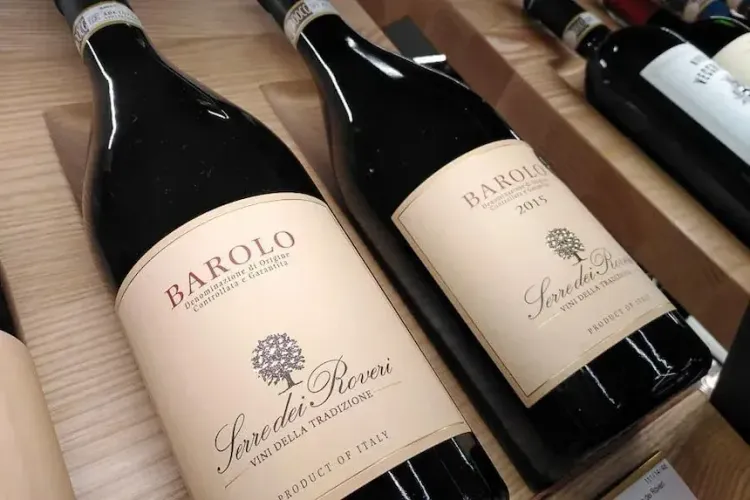 Italian wine bottles at the duty free shop