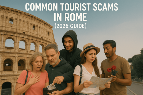 Vendedores no oficiales cerca del Coliseo, zona habitual de estafas a turistas en Roma